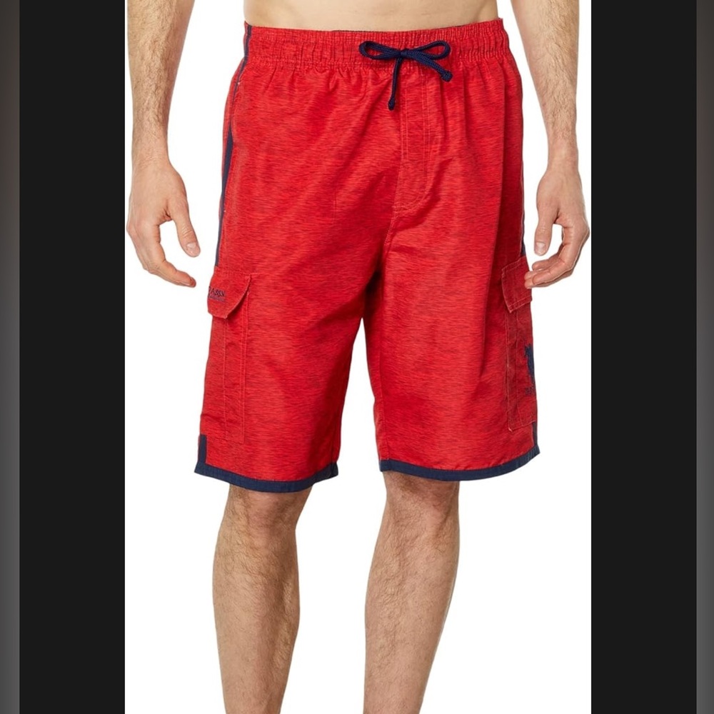 U.S. Polo Assn. Men’s 11” Cargo Swim Trunks RED SMALL